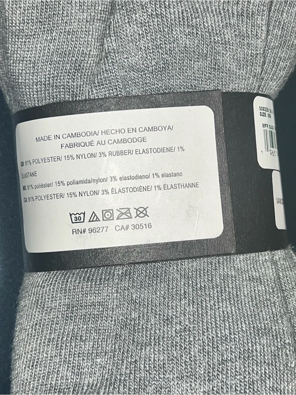 3 Vans Grey Crew Socks with Black Logo - Pack